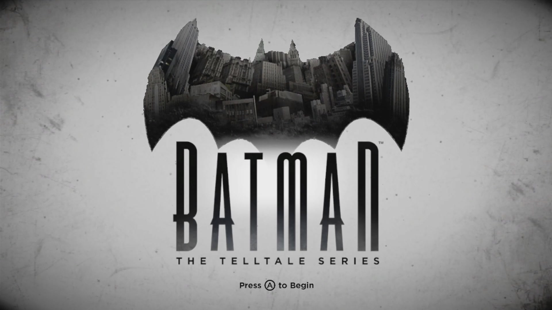 Batman: The Telltale Series title screen for Xbox 360